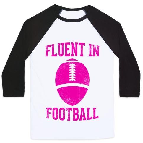 Virgin Teez  Baseball Tee Unisex Classic Baseball Tee / x-small / White/Black FLUENT IN FOOTBALL UNISEX CLASSIC BASEBALL TEE
