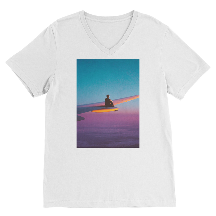 VIRGIN TEEZ Men T-Shirts White / Unisex / S Flying Alone Premium V-Neck T-Shirt