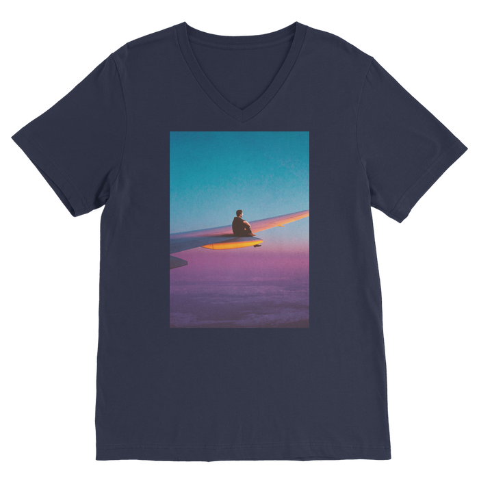 VIRGIN TEEZ Men T-Shirts Navy / Unisex / S Flying Alone Premium V-Neck T-Shirt