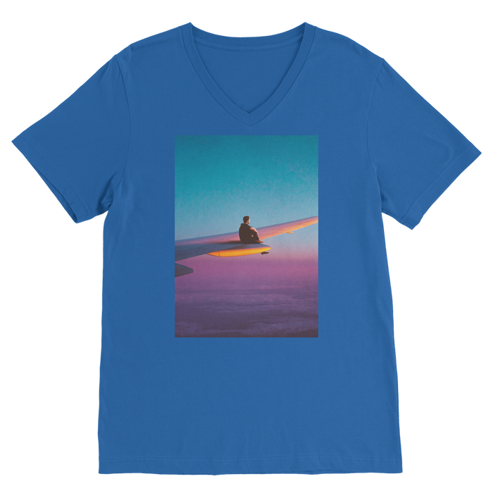 VIRGIN TEEZ Men T-Shirts Royal / Unisex / S Flying Alone Premium V-Neck T-Shirt
