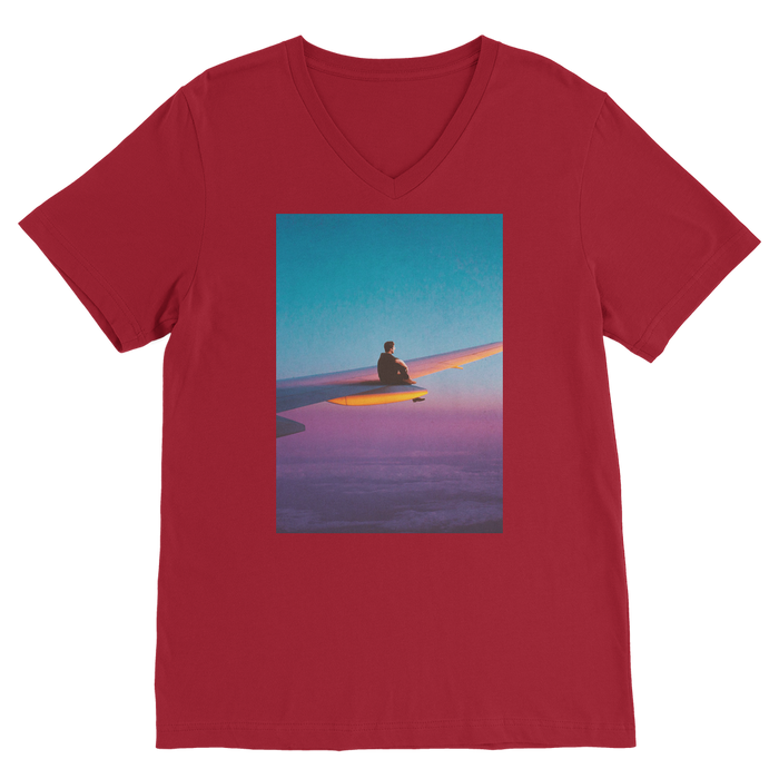 VIRGIN TEEZ Men T-Shirts Red / Unisex / S Flying Alone Premium V-Neck T-Shirt