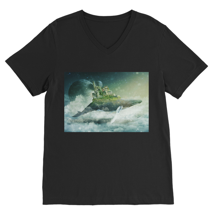 VIRGIN TEEZ Men T-Shirts Black / Unisex / S Flying Over The World Premium V-Neck T-Shirt