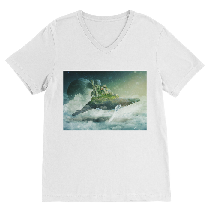 VIRGIN TEEZ Men T-Shirts White / Unisex / S Flying Over The World Premium V-Neck T-Shirt