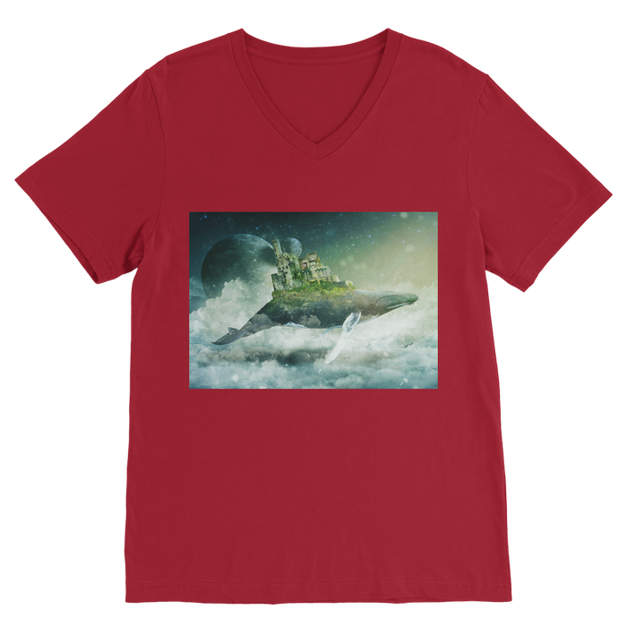 VIRGIN TEEZ Men T-Shirts Red / Unisex / S Flying Over The World Premium V-Neck T-Shirt