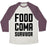 Virgin Teez  Baseball Tee Unisex Tri-Blend Baseball Tee / small / Oatmeal / Maroon FOOD COMA SURVIVOR UNISEX TRI-BLEND BASEBALL TEE