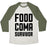 Virgin Teez  Baseball Tee Unisex Tri-Blend Baseball Tee / small / Oatmeal / Moss FOOD COMA SURVIVOR UNISEX TRI-BLEND BASEBALL TEE