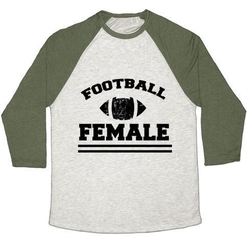 Virgin Teez  Baseball Tee Unisex Tri-Blend Baseball Tee / small / Oatmeal / Moss FOOTBALL FEMALE UNISEX TRI-BLEND BASEBALL TEE