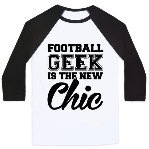 Virgin Teez  Baseball Tee Unisex Classic Baseball Tee / x-small / White/Black FOOTBALL GEEK IS THE NEW CHIC UNISEX CLASSIC BASEBALL TEE