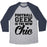 Virgin Teez  Baseball Tee Unisex Tri-Blend Baseball Tee / small / Athletic Gray / Navy FOOTBALL GEEK IS THE NEW CHIC UNISEX TRI-BLEND BASEBALL TEE