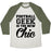 Virgin Teez  Baseball Tee Unisex Tri-Blend Baseball Tee / small / Oatmeal / Moss FOOTBALL GEEK IS THE NEW CHIC UNISEX TRI-BLEND BASEBALL TEE