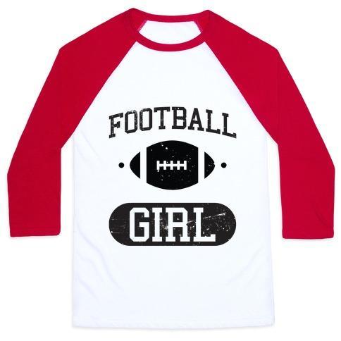 Virgin Teez  Baseball Tee Unisex Classic Baseball Tee / x-small / White/Red FOOTBALL GIRL UNISEX CLASSIC BASEBALL TEE