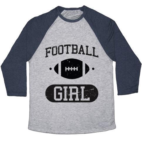 Virgin Teez  Baseball Tee Unisex Tri-Blend Baseball Tee / small / Athletic Gray / Navy FOOTBALL GIRL UNISEX TRI-BLEND BASEBALL TEE