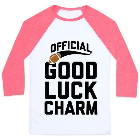 Virgin Teez  Baseball Tee Unisex Classic Baseball Tee / x-small / White/Neon Pink FOOTBALL GOOD LUCK CHARM UNISEX CLASSIC BASEBALL TEE