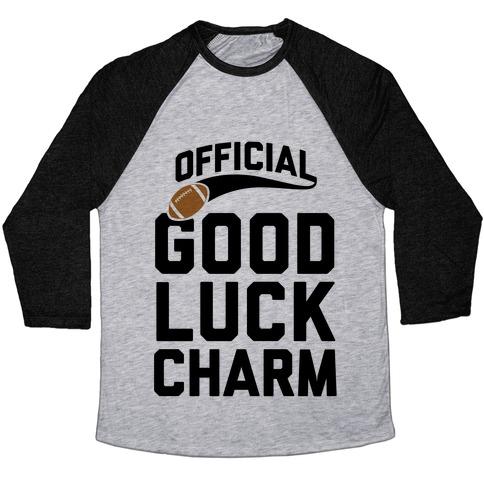 Virgin Teez  Baseball Tee Unisex Tri-Blend Baseball Tee / small / Athletic Gray / Black FOOTBALL GOOD LUCK CHARM UNISEX TRI-BLEND BASEBALL TEE