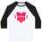 Virgin Teez  Baseball Tee Unisex Classic Baseball Tee / x-small / White/Black FOOTBALL HEART UNISEX CLASSIC BASEBALL TEE