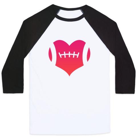 Virgin Teez  Baseball Tee Unisex Classic Baseball Tee / x-small / White/Black FOOTBALL HEART UNISEX CLASSIC BASEBALL TEE