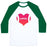 Virgin Teez  Baseball Tee Unisex Classic Baseball Tee / x-small / White/Dark Green FOOTBALL HEART UNISEX CLASSIC BASEBALL TEE