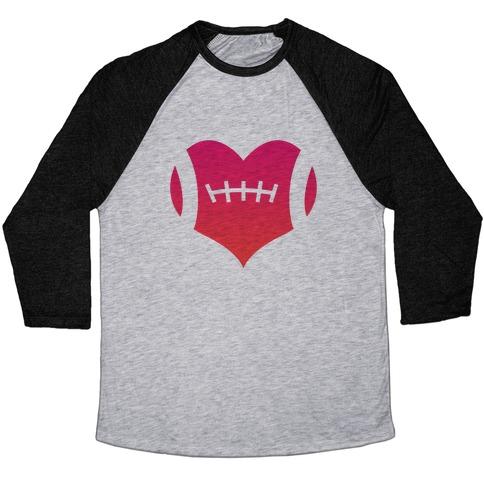 Virgin Teez  Baseball Tee Unisex Tri-Blend Baseball Tee / small / Athletic Gray / Black FOOTBALL HEART UNISEX TRI-BLEND BASEBALL TEE
