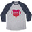 Virgin Teez  Baseball Tee Unisex Tri-Blend Baseball Tee / small / Athletic Gray / Navy FOOTBALL HEART UNISEX TRI-BLEND BASEBALL TEE