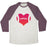 Virgin Teez  Baseball Tee Unisex Tri-Blend Baseball Tee / small / Oatmeal / Maroon FOOTBALL HEART UNISEX TRI-BLEND BASEBALL TEE
