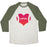 Virgin Teez  Baseball Tee Unisex Tri-Blend Baseball Tee / small / Oatmeal / Moss FOOTBALL HEART UNISEX TRI-BLEND BASEBALL TEE