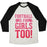 Virgin Teez  Baseball Tee Unisex Tri-Blend Baseball Tee / small / Oatmeal / Black FOOTBALL IS FOR GIRLS TOO! (PINK) UNISEX TRI-BLEND BASEBALL TEE