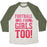 Virgin Teez  Baseball Tee Unisex Tri-Blend Baseball Tee / small / Oatmeal / Moss FOOTBALL IS FOR GIRLS TOO! (PINK) UNISEX TRI-BLEND BASEBALL TEE