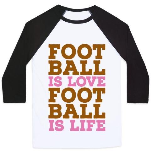 Virgin Teez  Baseball Tee Unisex Classic Baseball Tee / x-small / White/Black FOOTBALL IS LOVE FOOTBALL IS LIFE UNISEX CLASSIC BASEBALL TEE