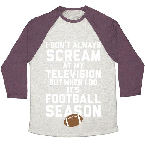 Virgin Teez  Baseball Tee Unisex Tri-Blend Baseball Tee / small / Oatmeal / Maroon FOOTBALL SEASON UNISEX TRI-BLEND BASEBALL TEE