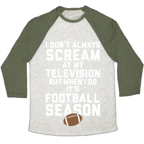Virgin Teez  Baseball Tee Unisex Tri-Blend Baseball Tee / small / Oatmeal / Moss FOOTBALL SEASON UNISEX TRI-BLEND BASEBALL TEE