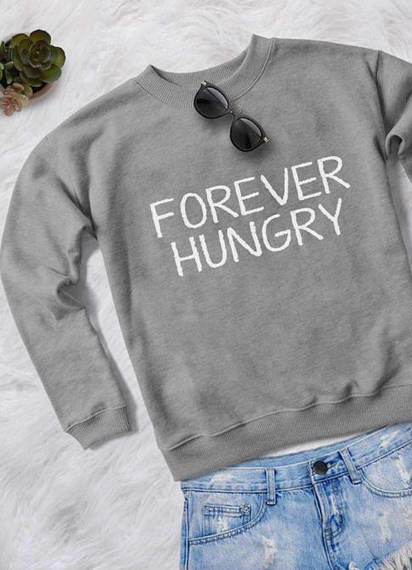 Sadaf Hamid Sweat Shirt FOREVER HUNGRY WOMEN PRINTED SWEAT SHIRT
