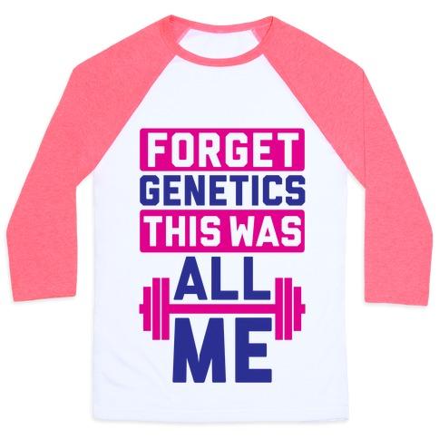 Virgin Teez  Baseball Tee Unisex Classic Baseball Tee / x-small / White/Neon Pink FORGET GENETICS UNISEX CLASSIC BASEBALL TEE