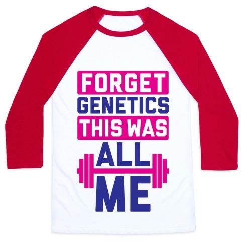 Virgin Teez  Baseball Tee Unisex Classic Baseball Tee / x-small / White/Red FORGET GENETICS UNISEX CLASSIC BASEBALL TEE