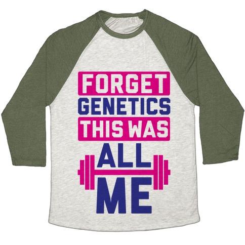 Virgin Teez  Baseball Tee Unisex Tri-Blend Baseball Tee / small / Oatmeal / Moss FORGET GENETICS UNISEX TRI-BLEND BASEBALL TEE