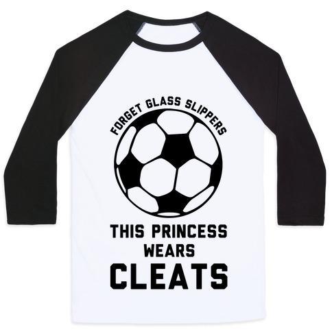 Virgin Teez  Baseball Tee Unisex Classic Baseball Tee / x-small / White/Black FORGET GLASS SLIPPERS THIS PRINCESS WEARS CLEATS UNISEX CLASSIC BASEBALL TEE