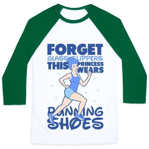Virgin Teez  Baseball Tee Unisex Classic Baseball Tee / x-small / White/Dark Green FORGET GLASS SLIPPERS THIS PRINCESS WEARS RUNNING SHOES UNISEX CLASSIC BASEBALL TEE