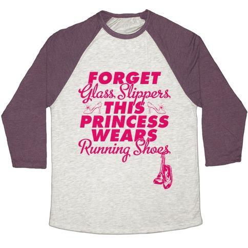 Virgin Teez  Baseball Tee Unisex Tri-Blend Baseball Tee / small / Oatmeal / Maroon FORGET RUNNING SHOES (TANK) UNISEX TRI-BLEND BASEBALL TEE