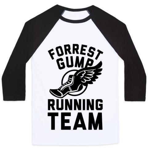 Virgin Teez  Baseball Tee Unisex Classic Baseball Tee / x-small / White/Black FORREST GUMP RUNNING TEAM UNISEX CLASSIC BASEBALL TEE