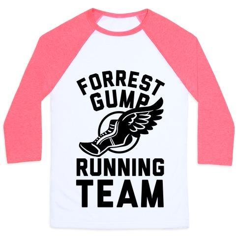 Virgin Teez  Baseball Tee Unisex Classic Baseball Tee / x-small / White/Neon Pink FORREST GUMP RUNNING TEAM UNISEX CLASSIC BASEBALL TEE