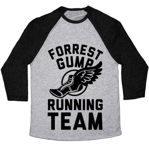 Virgin Teez  Baseball Tee Unisex Tri-Blend Baseball Tee / small / Athletic Gray / Black FORREST GUMP RUNNING TEAM UNISEX TRI-BLEND BASEBALL TEE