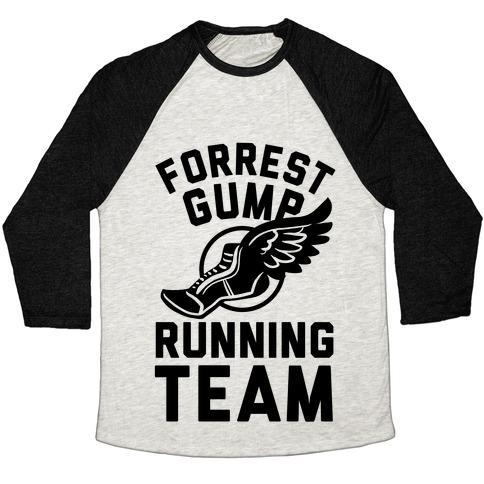 Virgin Teez  Baseball Tee Unisex Tri-Blend Baseball Tee / small / Oatmeal / Black FORREST GUMP RUNNING TEAM UNISEX TRI-BLEND BASEBALL TEE