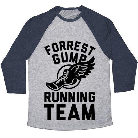 Virgin Teez  Baseball Tee Unisex Tri-Blend Baseball Tee / small / Athletic Gray / Navy FORREST GUMP RUNNING TEAM UNISEX TRI-BLEND BASEBALL TEE
