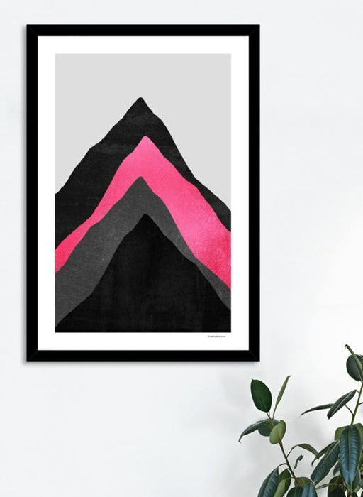 LUVD Framed Art Prints Four Mountains  Pink  Frame