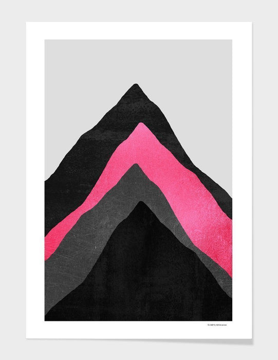 LUVD Framed Art Prints Four Mountains  Pink  Frame