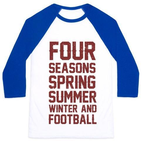 Virgin Teez  Baseball Tee Unisex Classic Baseball Tee / x-small / White/Blue FOUR SEASONS SPRING SUMMER WINTER AND FOOTBALL UNISEX CLASSIC BASEBALL TEE