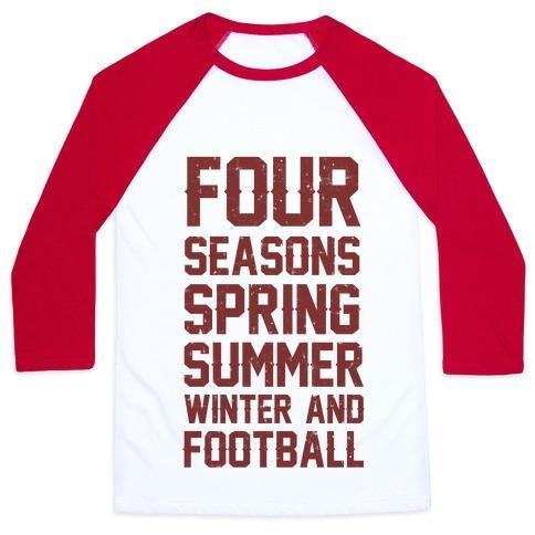Virgin Teez  Baseball Tee Unisex Classic Baseball Tee / x-small / White/Red FOUR SEASONS SPRING SUMMER WINTER AND FOOTBALL UNISEX CLASSIC BASEBALL TEE