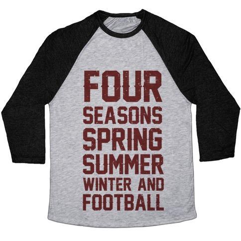 Virgin Teez  Baseball Tee Unisex Tri-Blend Baseball Tee / small / Athletic Gray / Black FOUR SEASONS SPRING SUMMER WINTER AND FOOTBALL UNISEX TRI-BLEND BASEBALL TEE