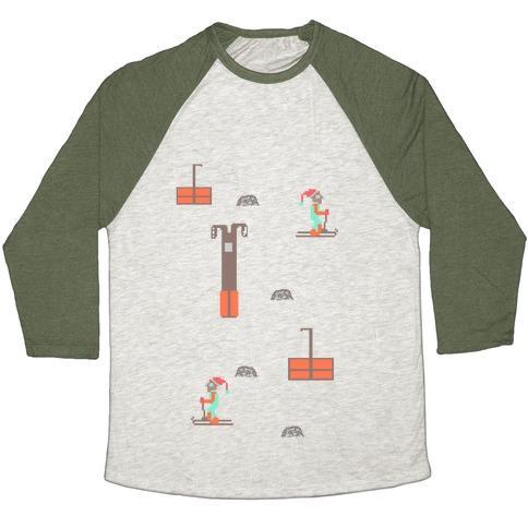 Virgin Teez  Baseball Tee Unisex Tri-Blend Baseball Tee / small / Oatmeal / Moss FREE SKI UNISEX TRI-BLEND BASEBALL TEE