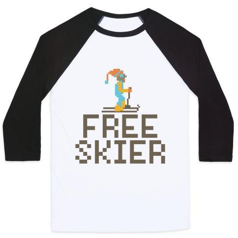 Virgin Teez  Baseball Tee Unisex Classic Baseball Tee / x-small / White/Black FREE SKIER FOREVER UNISEX CLASSIC BASEBALL TEE