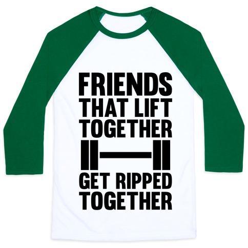 Virgin Teez  Baseball Tee Unisex Classic Baseball Tee / x-small / White/Dark Green FRIENDS THAT LIFT TOGETHER GET RIPPED TOGETHER UNISEX CLASSIC BASEBALL TEE